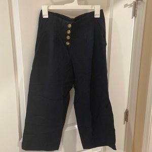 LOFT High Waisted Wide Leg Cropped Cotton Pants
